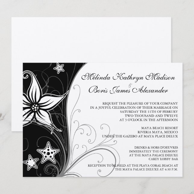 Elegant Beach Destination Wedding Theme Invites (Front/Back)