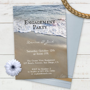 Elegant Beach Engagement Party Invitation