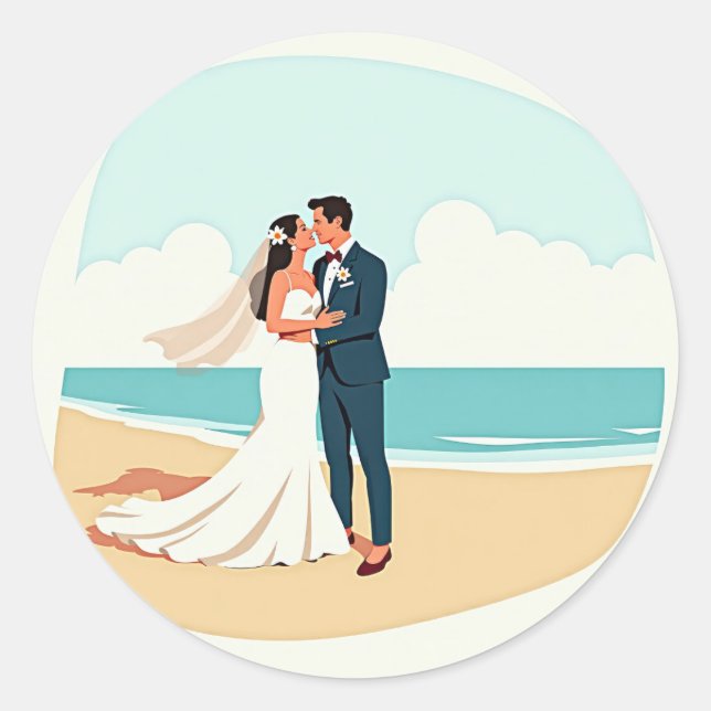 Elegant Beach Kiss Sticker (Front)