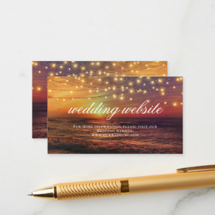 Elegant Beach Lights Summer Wedding Website Card