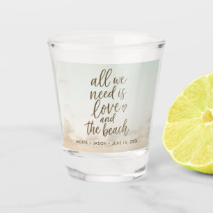 Elegant Beach Love & the Beach Wedding Favour Shot Glass