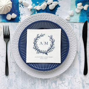 Elegant Beach Nautical Monogram Wedding Napkin