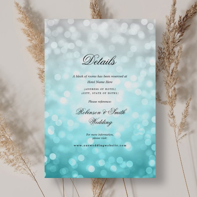 Elegant Beach Ombre Bokeh Lights Wedding Details Enclosure Card (Elegant Beach Ombre Bokeh Lights Wedding Details Enclosure Card)