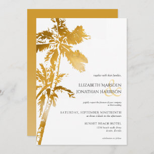 Elegant Beach Palm Trees Gold Tropical  Invitation