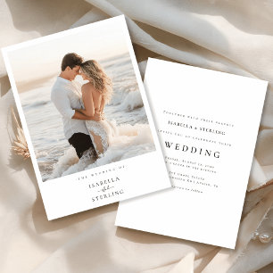 Elegant Beach Photo Minimalist Wedding Invitation