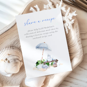 Elegant Beach Picnic Bridal Shower Share A Recipe Enclosure Card