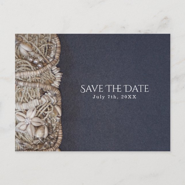 Elegant Beach Puka Shells Wedding Save the Date Announcement Postcard (Front)