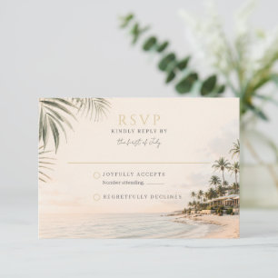 Elegant Beach Resort Destination Wedding RSVP Card