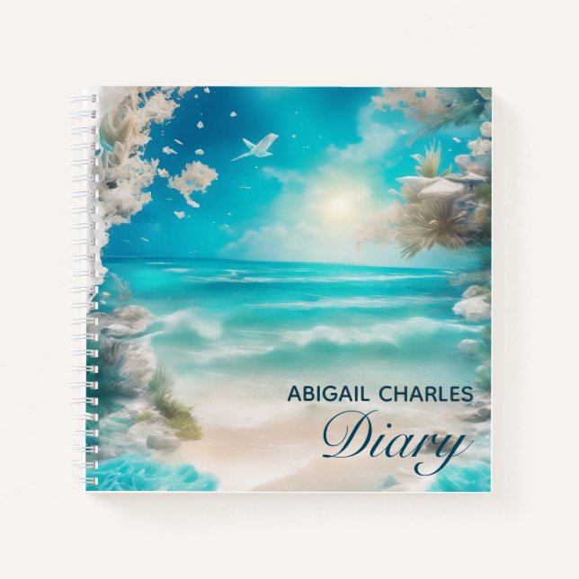 Elegant beach scene diary notebook (Front)