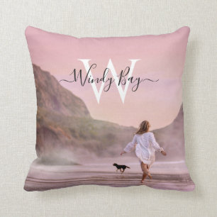 Elegant Beach Scene Photography Throw Pillow