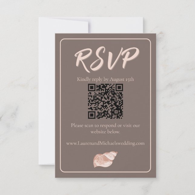 Elegant Beach Seashell 3.5" x 5" Response Card (Front)