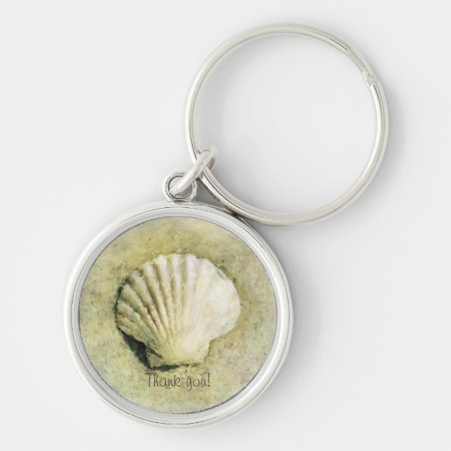 Elegant Beach Seashell Key Ring (Front)