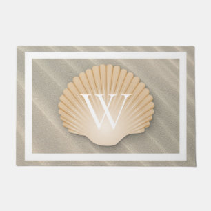 Elegant Beach & Seashell Monogram Doormat