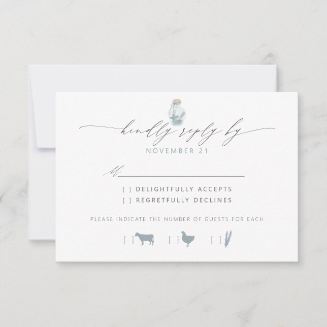 Elegant Beach Seashell Script Wedding RSVP (Front)