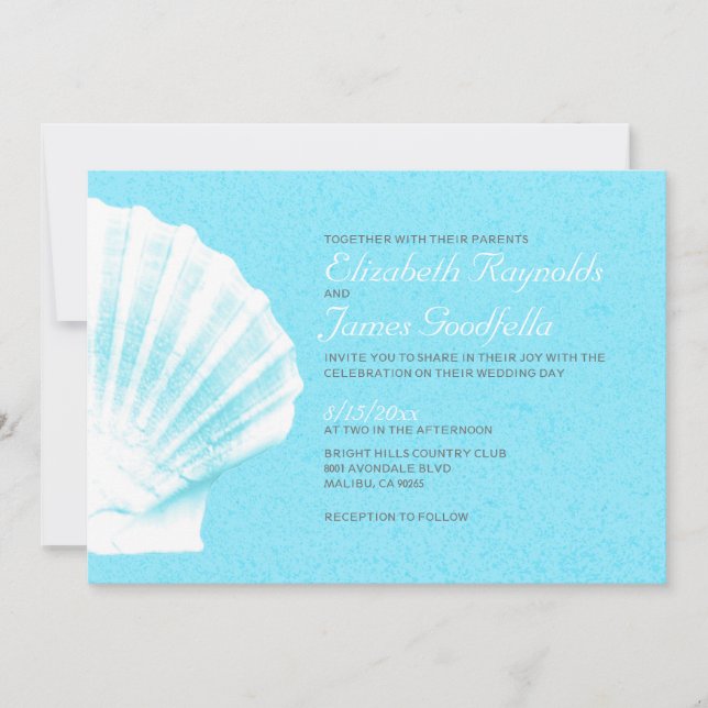 Elegant Beach Seashells Destination Wedding Invite (Front)