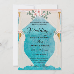 Elegant Beach Seaside Tulle Arbor Photo Wedding Invitation