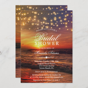 Elegant Beach String Lights Summer Bridal Shower Invitation