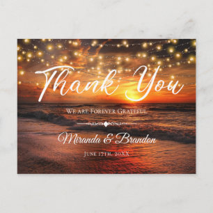 Elegant Beach String Lights Summer Thank You Postcard