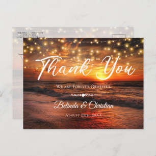 Elegant Beach String Lights Summer Thank You Postcard