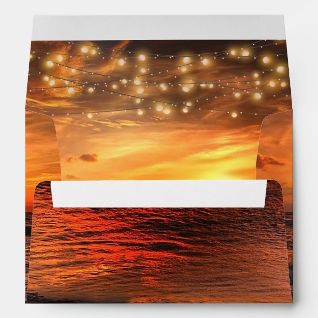 Elegant Beach Summer Wedding Envelope (Back (Bottom))