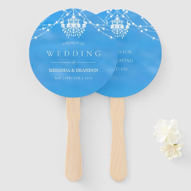 Elegant Beach Summer Wedding Hand Fan (Front and Back)