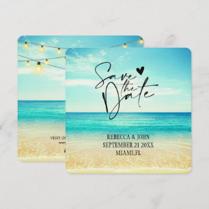 Elegant Beach Summer Wedding Save the Date Card