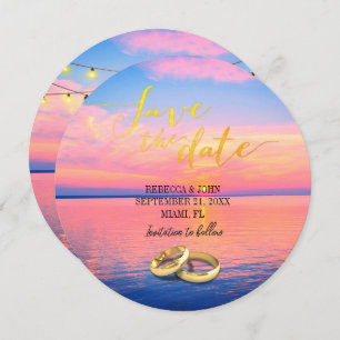 Elegant Beach Summer Wedding Save the Date Card