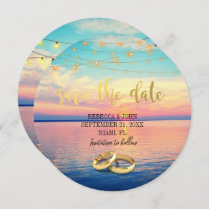 Elegant Beach Summer Wedding Save the Date Card