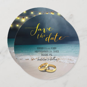 Elegant Beach Summer Wedding Save the Date Card