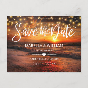 Elegant Beach Summer Wedding Save the Date Postcard