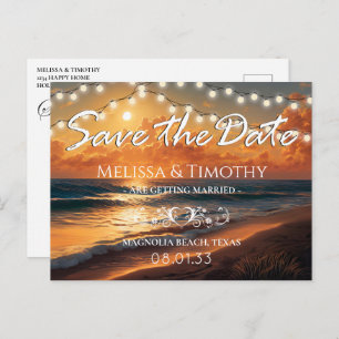 Elegant Beach Sunset Save the Date Announcement Postcard
