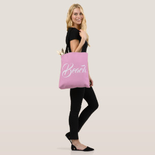 Elegant Beach Text Mark Soft Pink Tote Design Bag