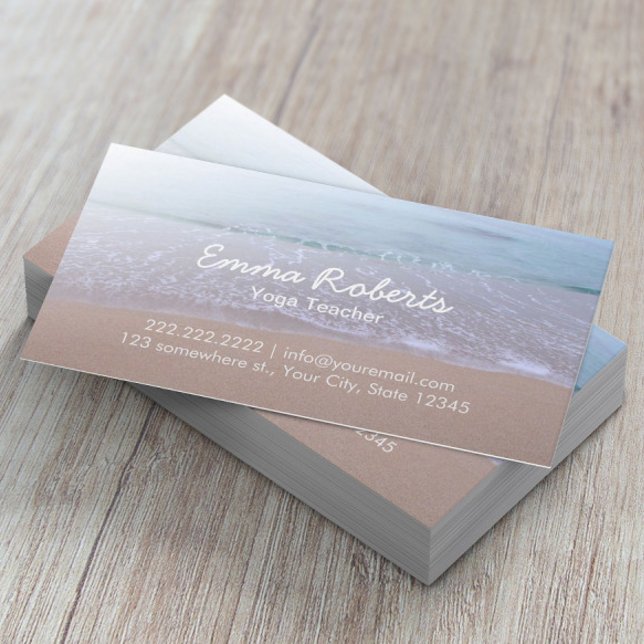 Elegant Beach Theme Yoga Business Card (Creator Uploaded)