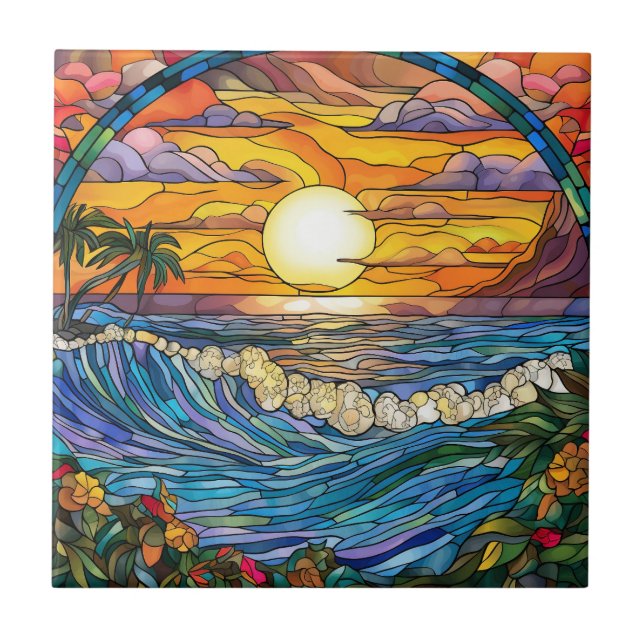 elegant beach through the window ceramic tile (Front)