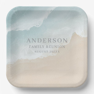 Elegant Beach Watercolor Family Reunion Paper Plate