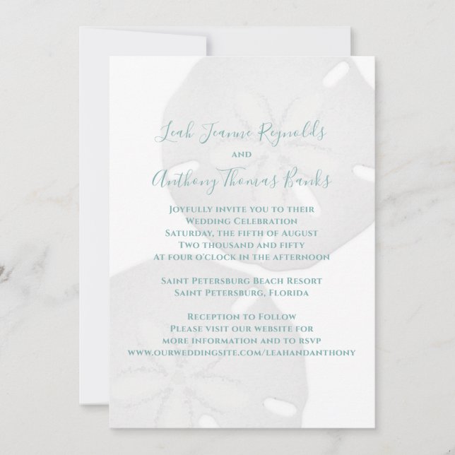 Elegant Beach Watercolor Tropical Sand Dollar Invitation (Front)