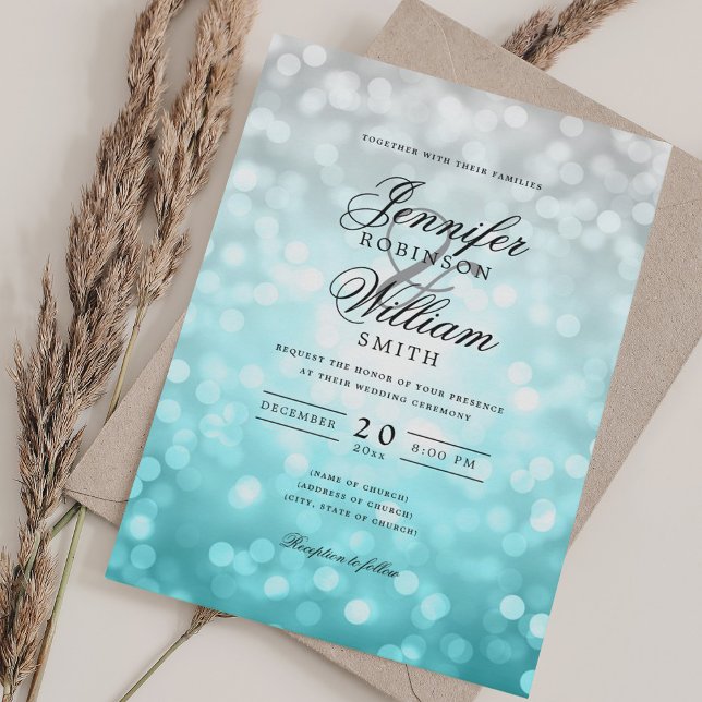 Elegant Beach Wedding Bokeh Lights Romantic  Invitation (Elegant Beach Wedding Bokeh Lights Romantic Invitation)