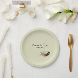 Elegant Beach Wedding Coastal Ocean Destination Paper Plate