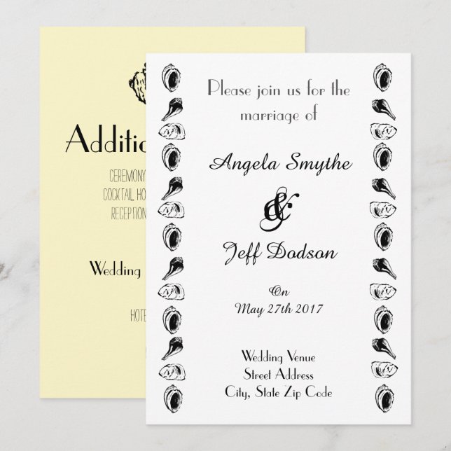 Elegant Beach Wedding Invitation (Front/Back)