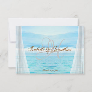 Elegant beach wedding monogram ocean Response Card