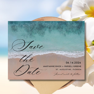 Elegant Beach Wedding Photo Save the Date Announcement Postcard