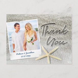 Elegant Beach Wedding Photo Thank You Postcards