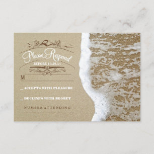 Elegant beach wedding RSVP card