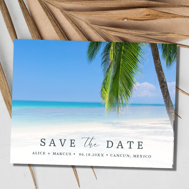 Elegant Beach Wedding Save the Date Announcement Postcard (Elegant Beach Wedding Save the Date Announcement Postcard)