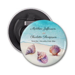 Elegant Beach Wedding  Seashells Pearls Nautical  Bottle Opener