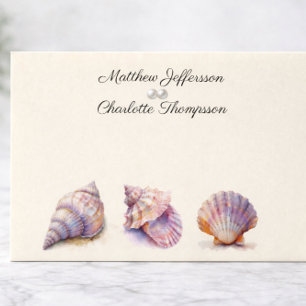 Elegant Beach Wedding Seashells Pearls Nautical Envelope