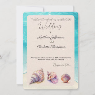 Elegant Beach Wedding Seashells Pearls Nautical Invitation