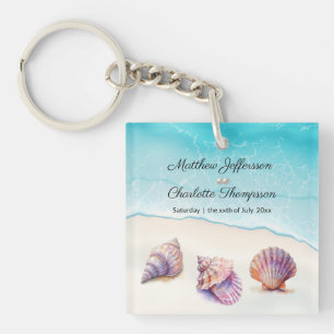 Elegant Beach Wedding  Seashells Pearls Nautical  Key Ring