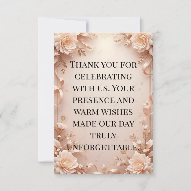 Elegant Beach Wedding Thank You Card - Monogram He (Front)