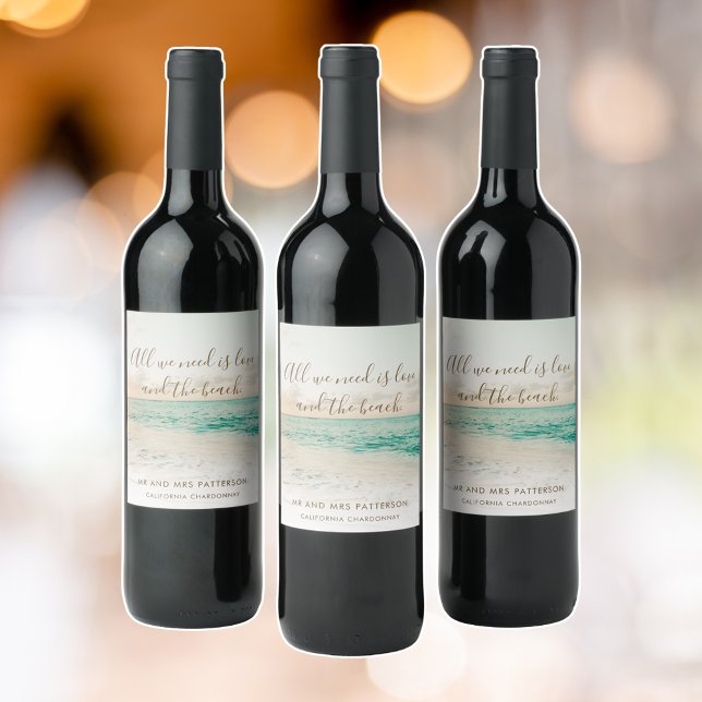 Elegant Beach Wedding  Wine Label (Elegant Beach Wedding Wine Label)